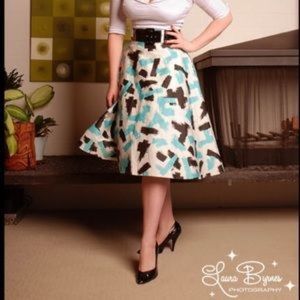 RARE Pinup Couture Doris Skirt in Brushstroke Print XL